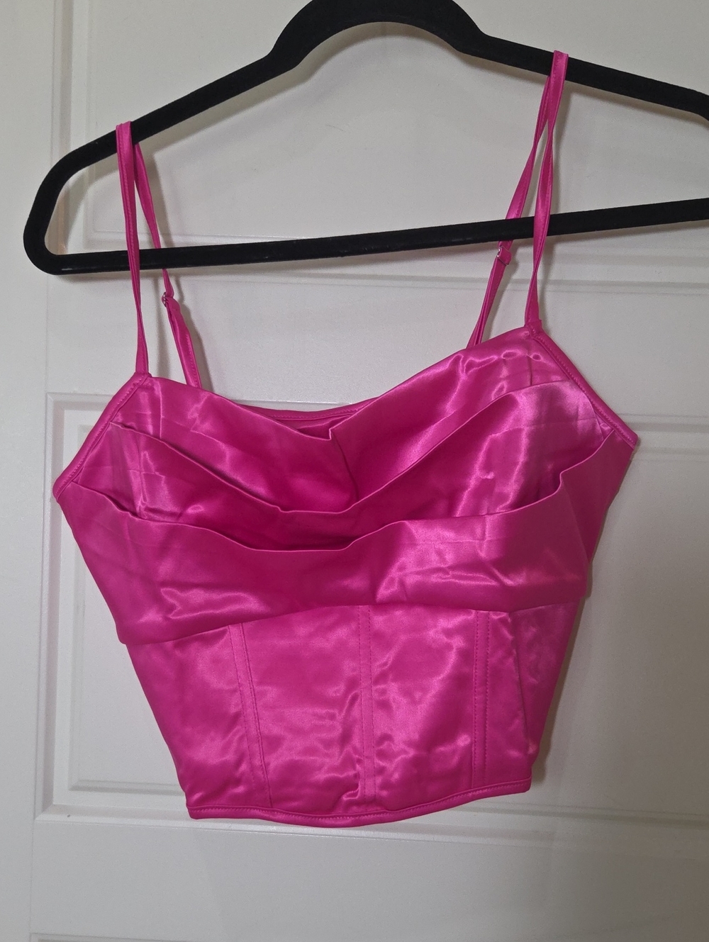 Hot Pink Satin Corset Bustier Top
